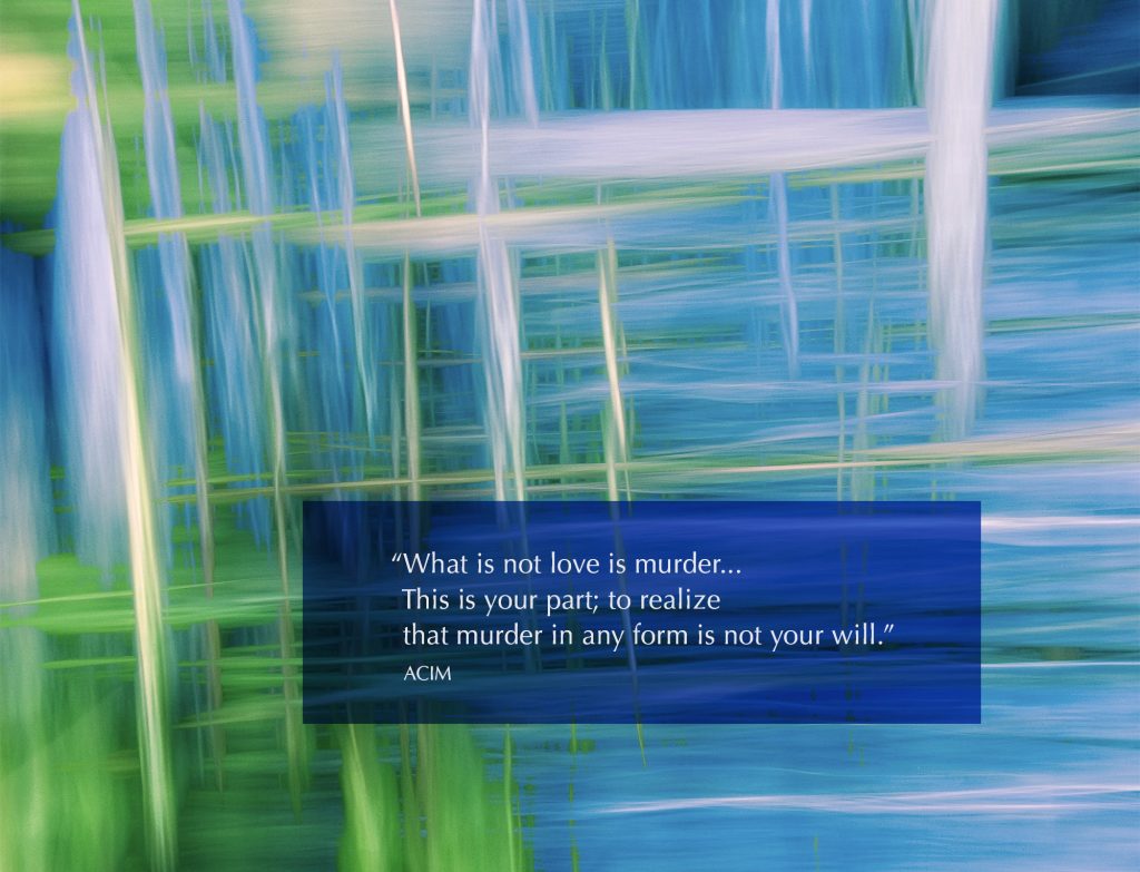 What is not love is murder. This is your part; to realize that murder in any form is not your will. ACIM